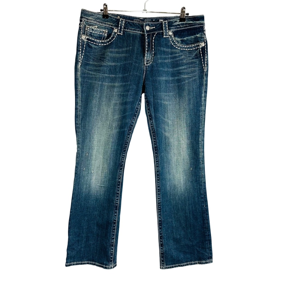 New Miss Me Womans Sz 36 18 Bootcut Jeans Blue Denim Pockets Stretch